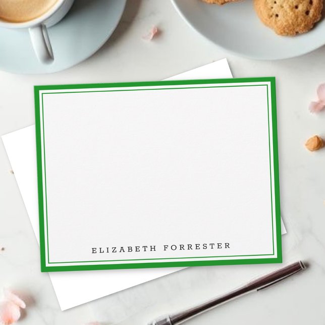 Emerald Green Classic Double Border Correspondence Note Card (Creator Uploaded)