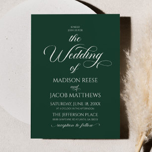 Emerald Green Classic Elegant Minimalist Wedding Invitation