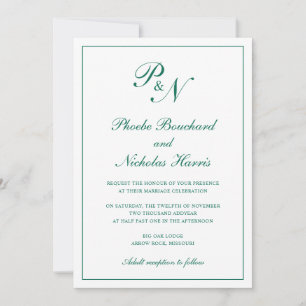 Emerald Green Classic Elegant Wedding Invitation