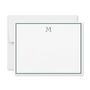 Emerald Green Classic Vintage Initial Letter Note Card