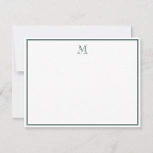 Emerald Green Classic Vintage Initial Letter Note Card