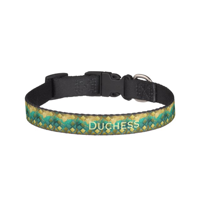 Emerald Green Clean Name Dog Collar (Front)