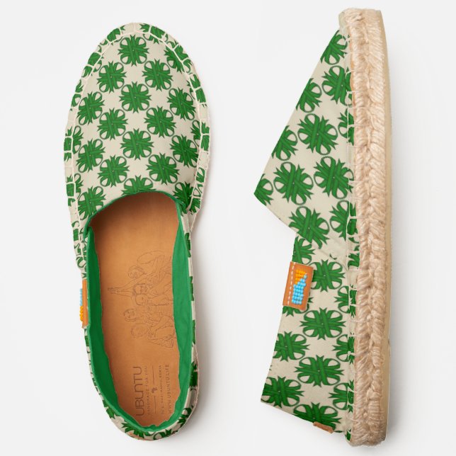 Emerald Green Clover Ribbon by Kenneth Yoncich Espadrilles (Side)