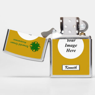 Emerald Green Clover Ribbon by Kenneth Yoncich Zippo Lighter