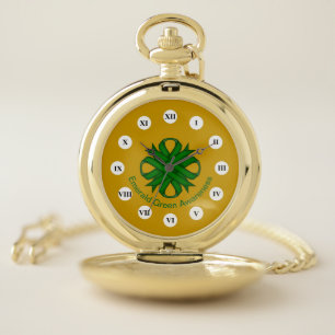 Emerald Green Clover Ribbon (Rf) by K Yoncich Pocket Watch