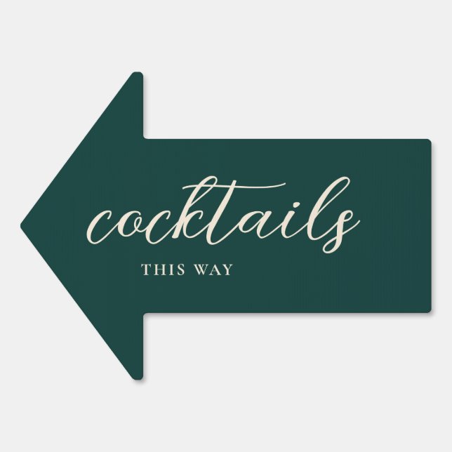 Emerald Green Cocktails Arrow Sign (Front)