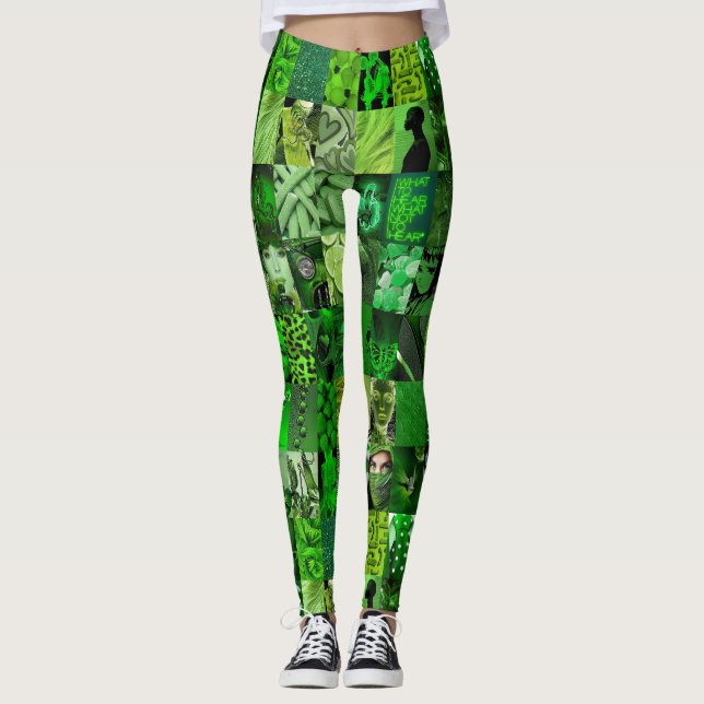 Emerald Green Collage Leggings (Front)
