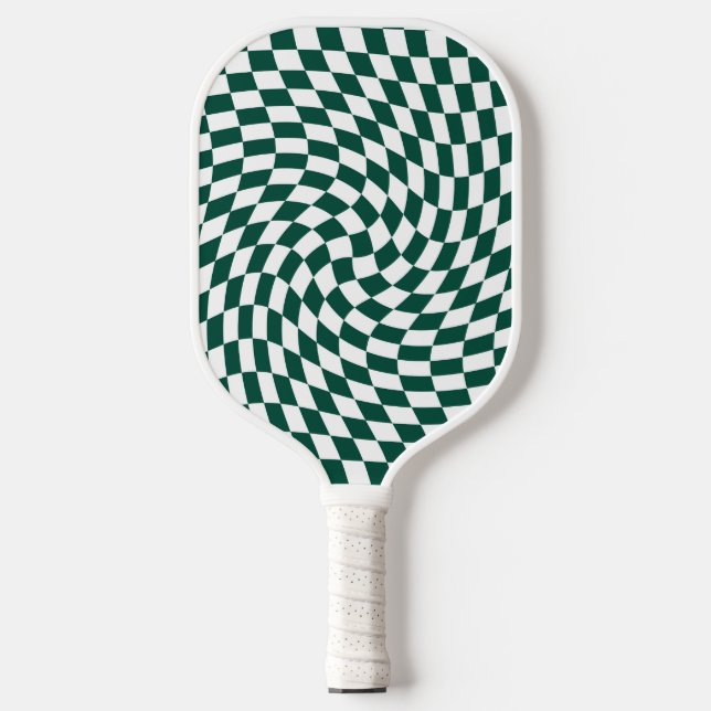 Emerald Green Collection Check Checkered  Pickleball Paddle (Front)