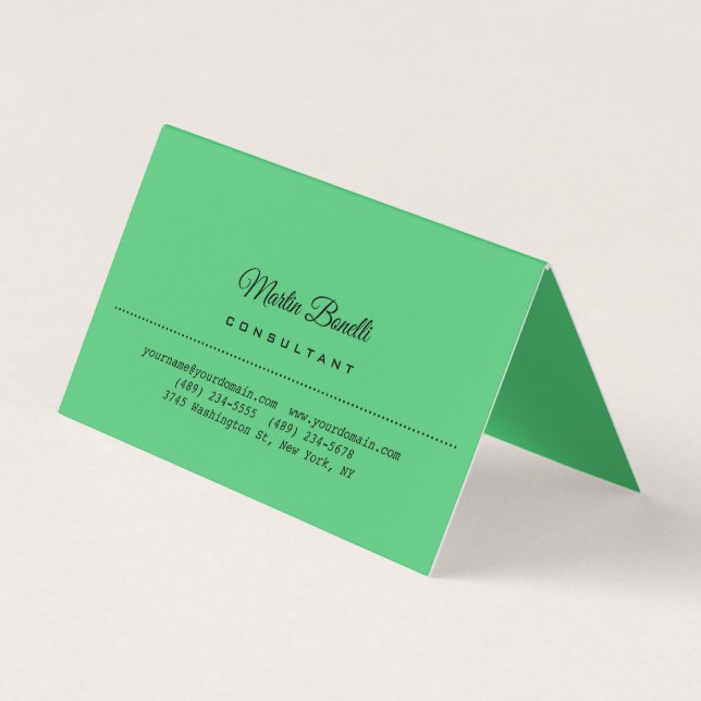 Emerald Green Color Plain Minimalist Business Card (Front)