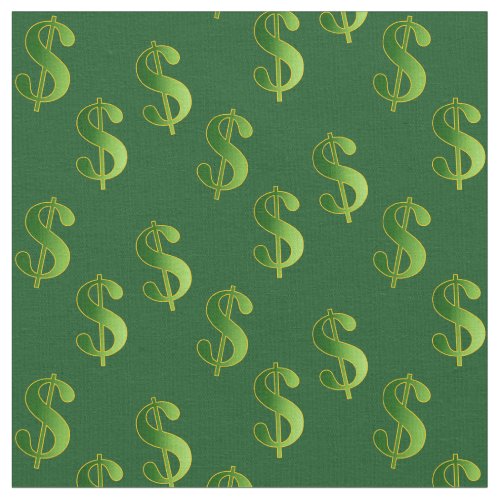 Emerald Green Colored Fabric With Dollar Signs