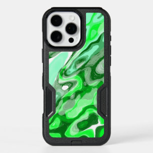 Emerald Green Colorful Abstract Marble Liquid Text iPhone 16 Pro Max Case