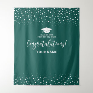 Emerald Green Confetti Congratulation Graduation Tapestry