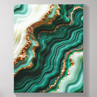 Emerald Green & Copper Marble Abstract Art | Moder Canvas Photo Tile