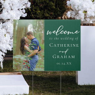 Emerald Green Couple Photo Wedding Yard Sign