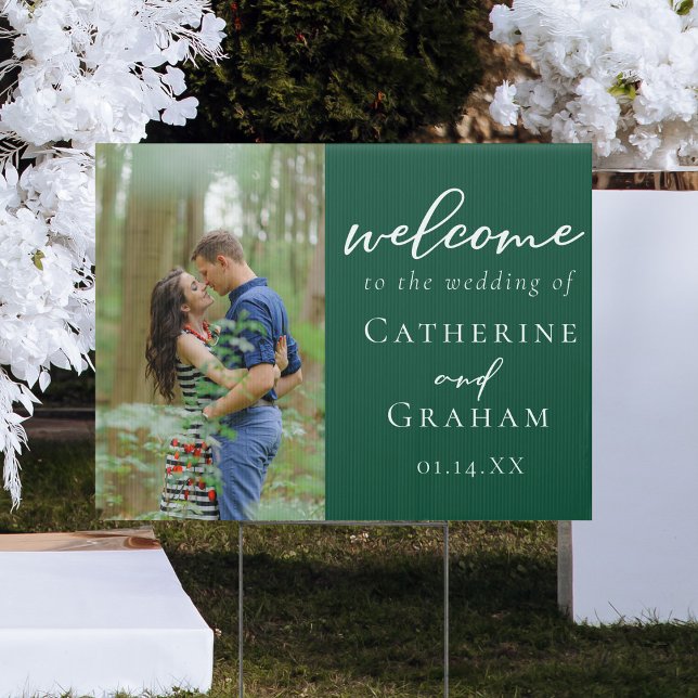 Emerald Green Couple Photo Wedding Yard Sign (Creator Uploaded)
