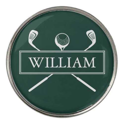 Emerald Green Custom Ball And Clubs Golf Ball Marker