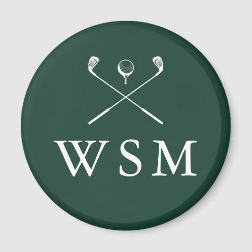 Emerald Green Custom Monogram Golf Clubs Magnet