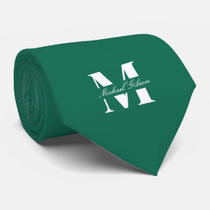 Emerald Green   Custom Monogram Wedding Groomsmen  Neck Tie