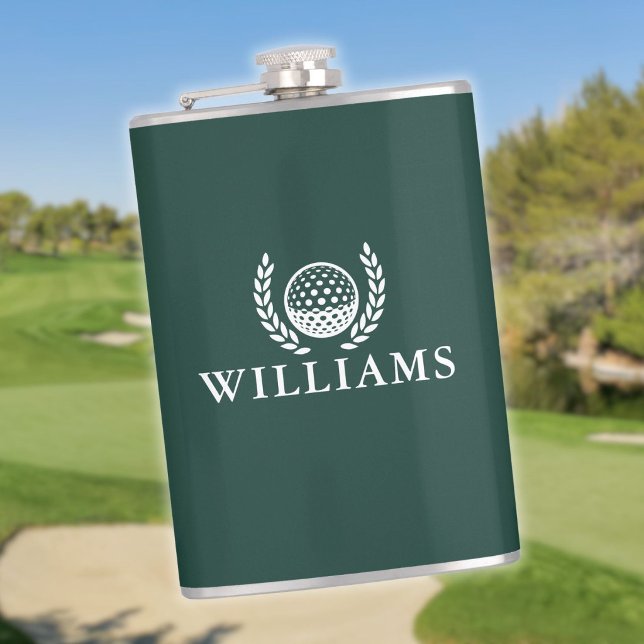 Emerald Green Custom Name Monogram Golf Ball Flask (Emerald Green Custom Name Monogram Golf Ball Flask)