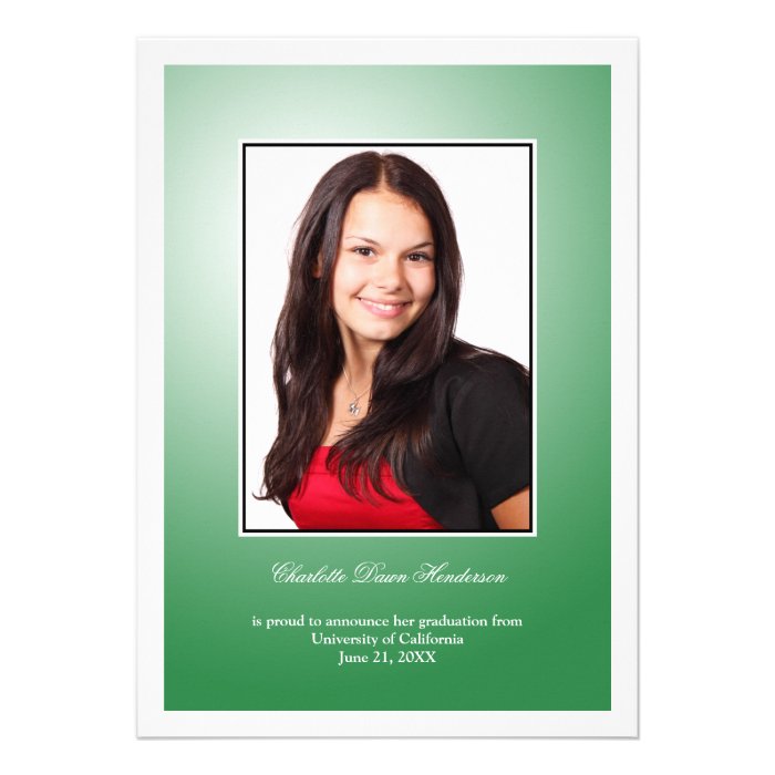 Emerald green custom photo graduation announcement