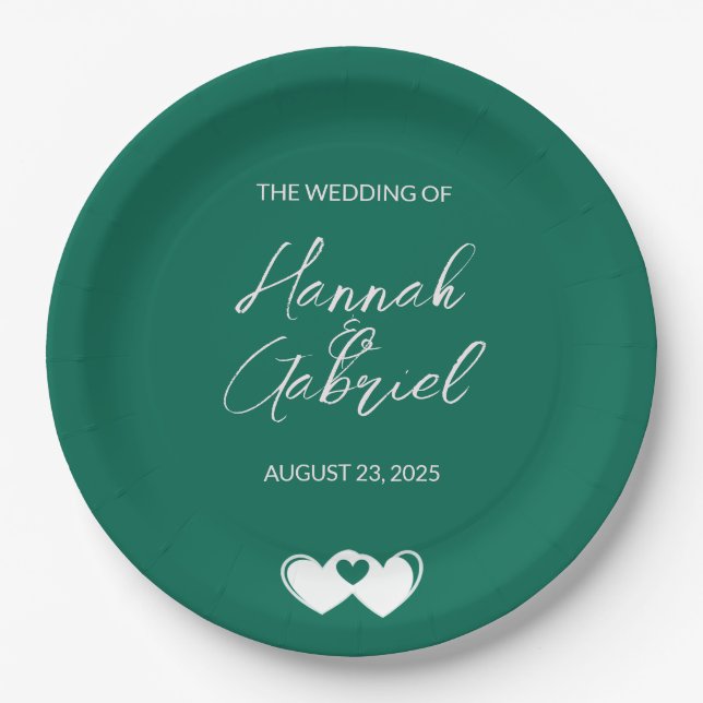 Emerald Green Custom Wedding Paper Plates (Front)