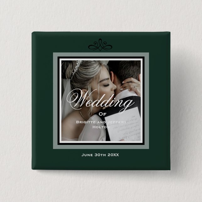 Emerald green customizable 50th wedding button (Front)