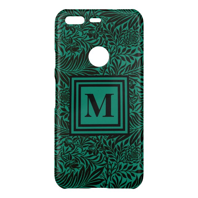 Emerald Green Customizable Botanical Monogram Uncommon Google Pixel Case (Back)