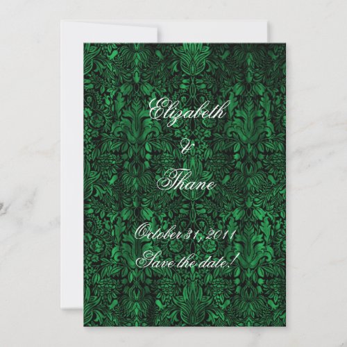 Emerald Green Damask Gothic Wedding Invitation