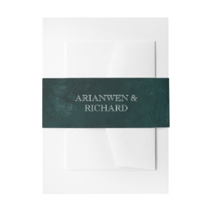 Emerald green Dark Band Invitation Belly Band