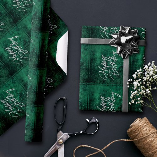 Emerald Green  Deep Jade Velvet Grunge Jewel Tone Wrapping Paper