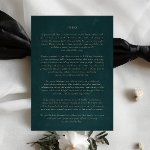 Emerald Green Details Extra Info 5 x 7 Enclosure Invitation