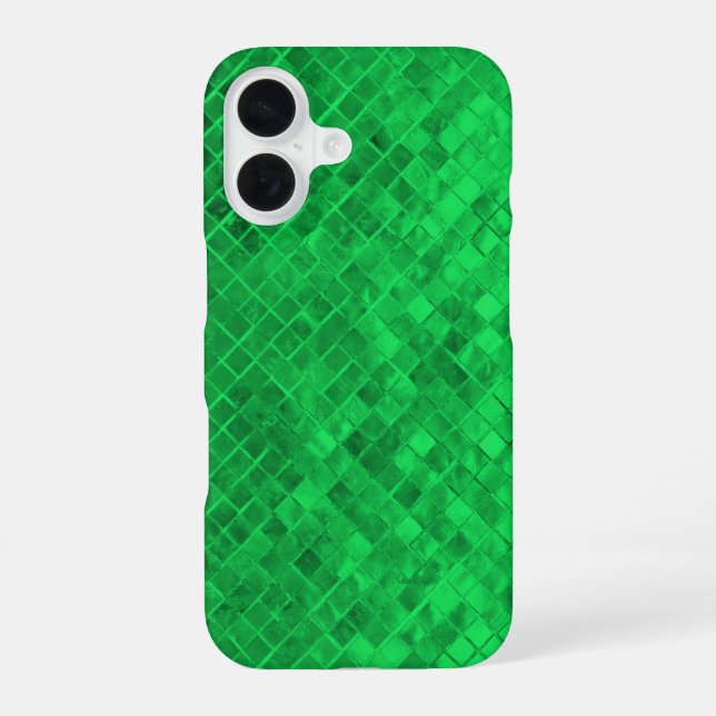 emerald green diamond metallic tile iphone case (Back)