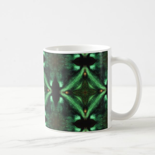 Emerald green diamonds gorgeous geometric art cera coffee mug (Right)