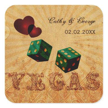 emerald green dice Vintage Vegas favor stickers