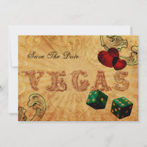 emerald green dice Vintage Vegas save the date