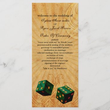 emerald green dice Vintage Vegas wedding program