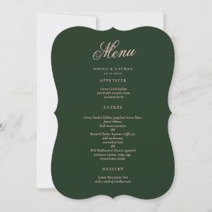 Emerald Green Die Cut Wedding Menu Card