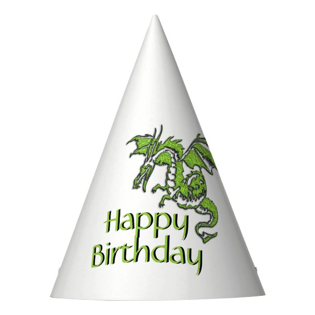 Emerald Green Dragon Birthday Party Hat (Front)