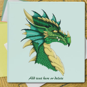 Emerald Green Dragon Portrait Head Fantasy 3 Ring Binder