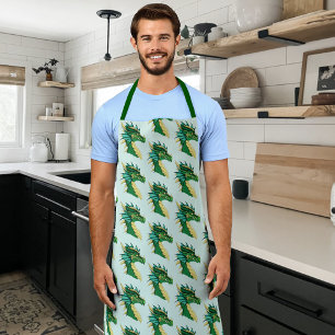 Emerald Green Dragon Portrait Head Fantasy Apron