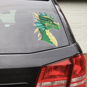 Emerald Green Dragon Portrait Head Fantasy Sticker