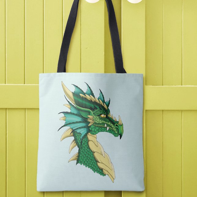 Emerald Green Dragon Portrait Head Fantasy Tote Bag (Creator Uploaded)