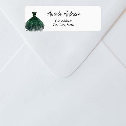 Emerald green dress return address label