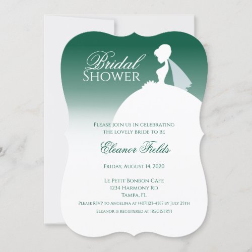 Emerald Green Dress Silhouette Bridal Shower Invitation