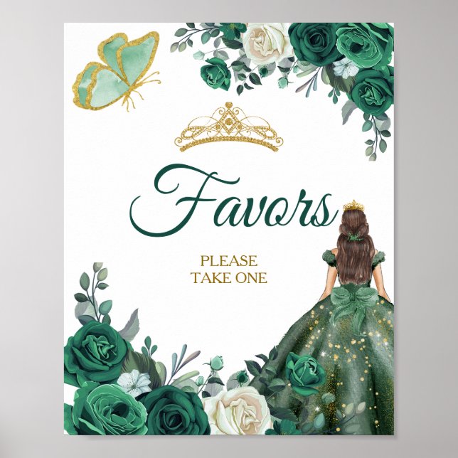 Emerald Green Dresses Quinceañera Favors Poster (Front)