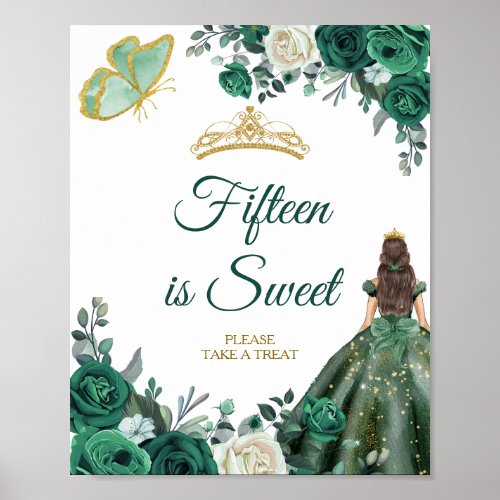 Emerald Green Dresses Quinceaera Fifteen is Sweet Poster