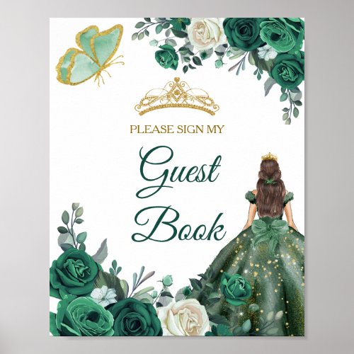 Emerald Green Dresses Quinceaera Guest Book