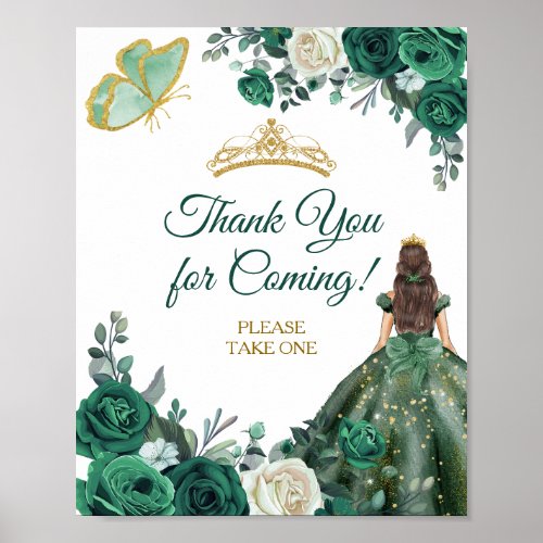Emerald Green Dresses Quinceaera Thank You  Poster