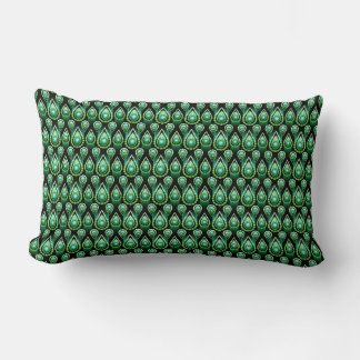 Emerald Green Drop Pattern Elegant Christmas Lumbar Pillow
