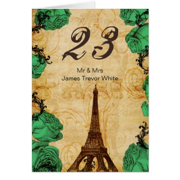 emerald green eiffel tower Paris Table Numbers